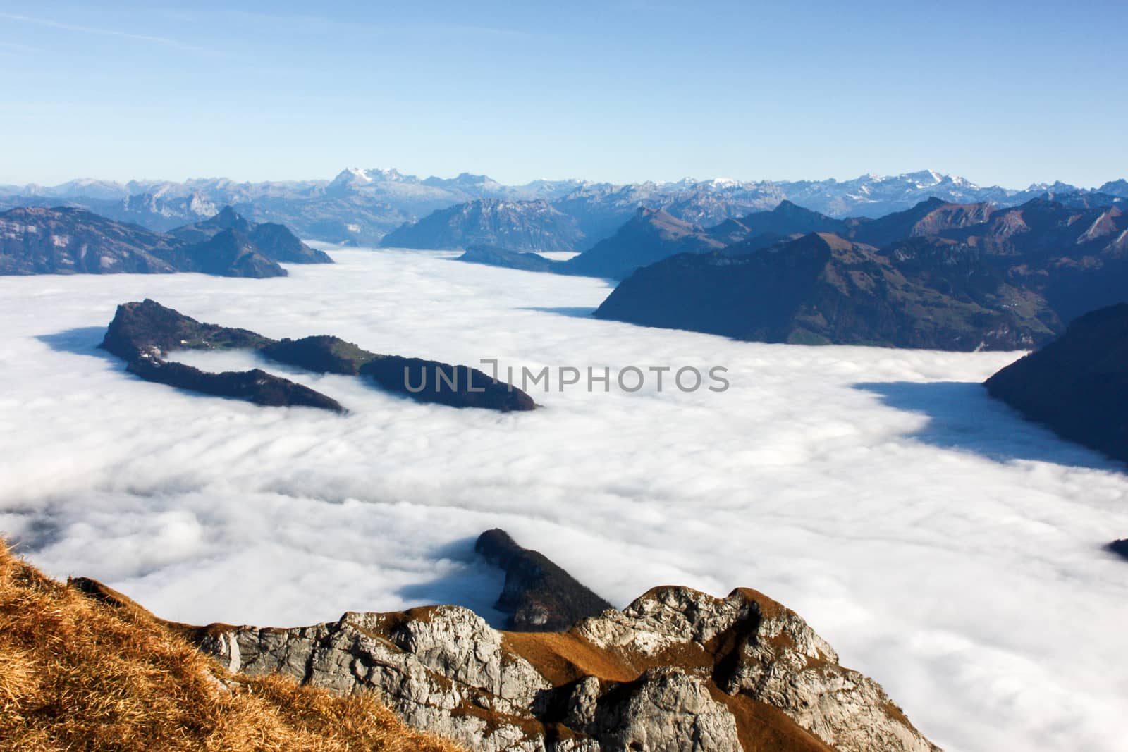 View from Mount Pilatus. And clouds like snow