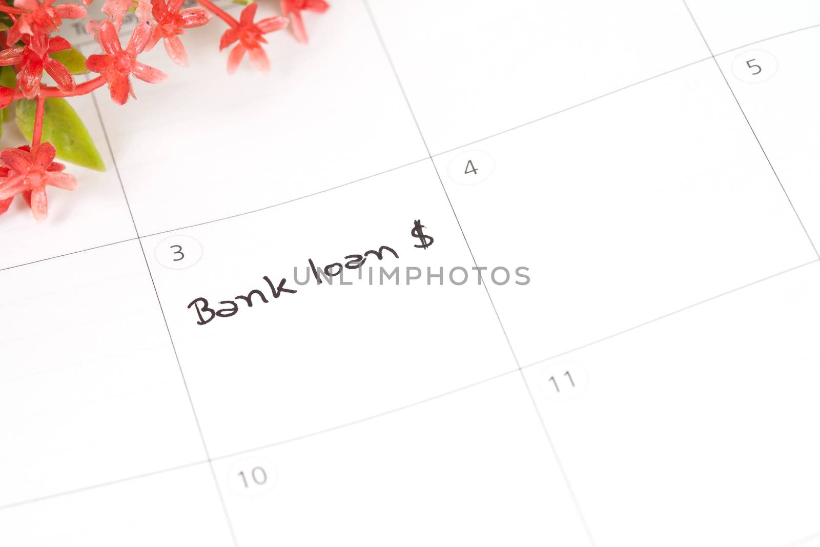 Reminder "bank loan" in calendar