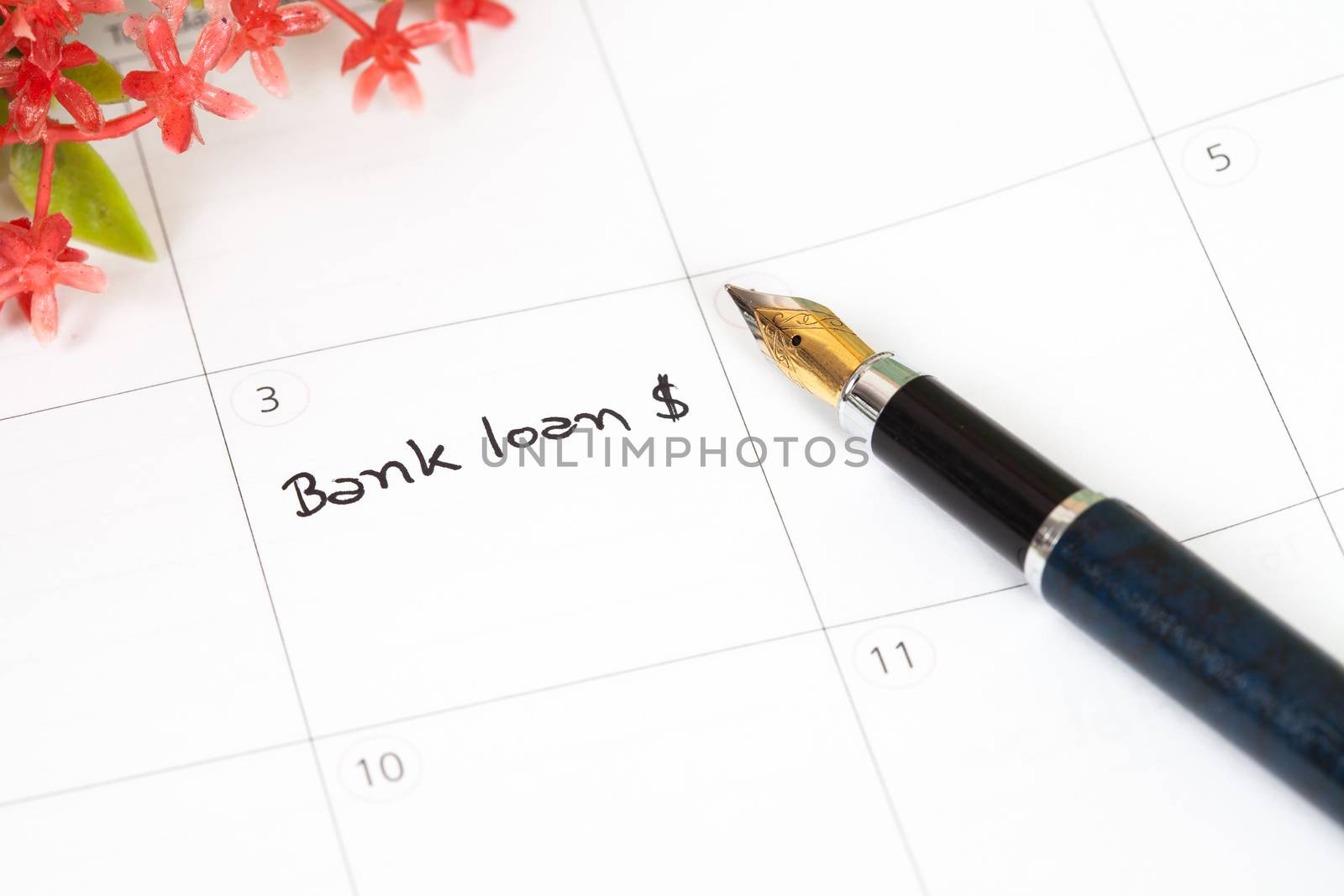 Reminder "bank loan" in calendar