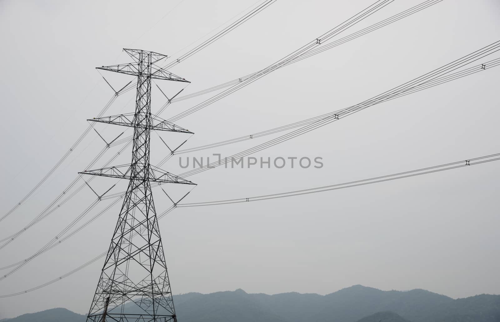 High-voltage electricity pole in rural areas