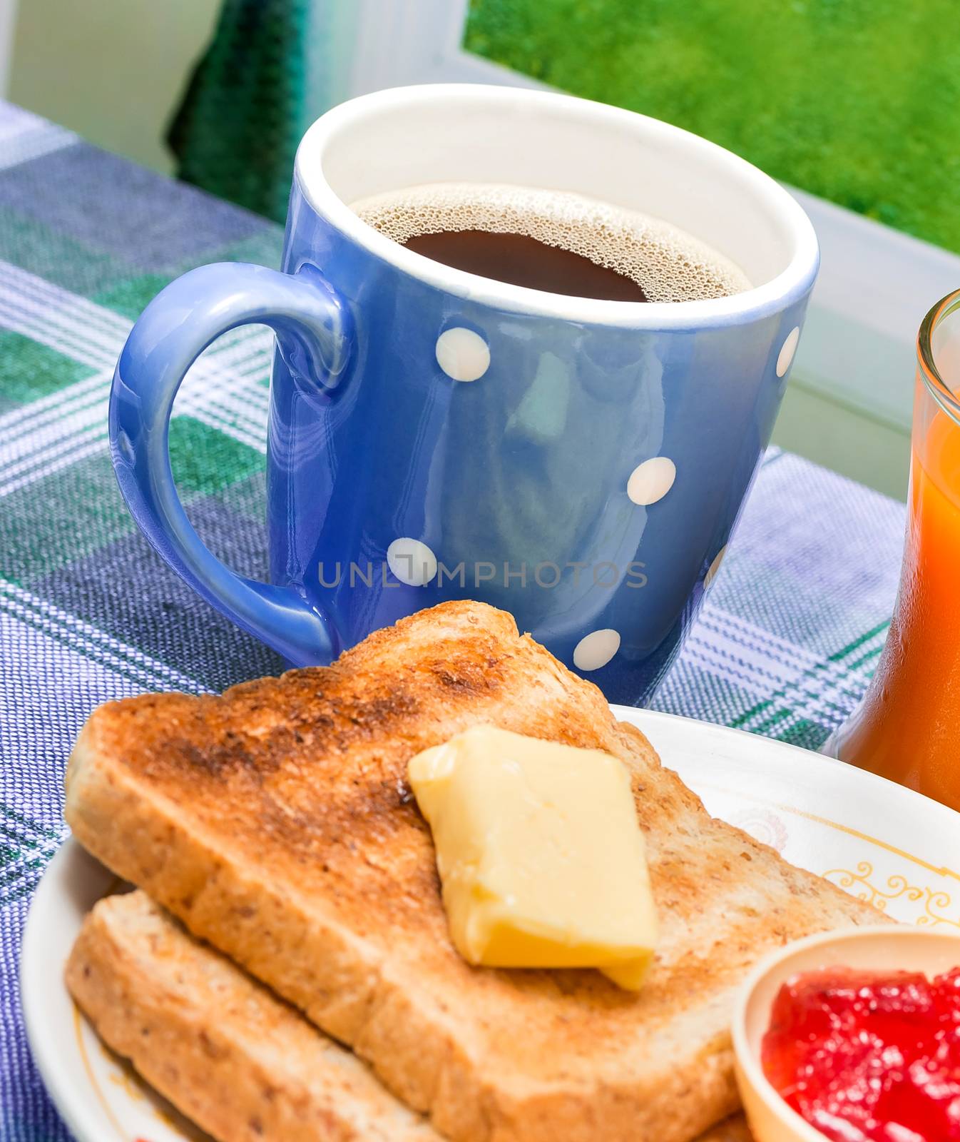 Toasts And Jam Meaning Black Coffee And Juice