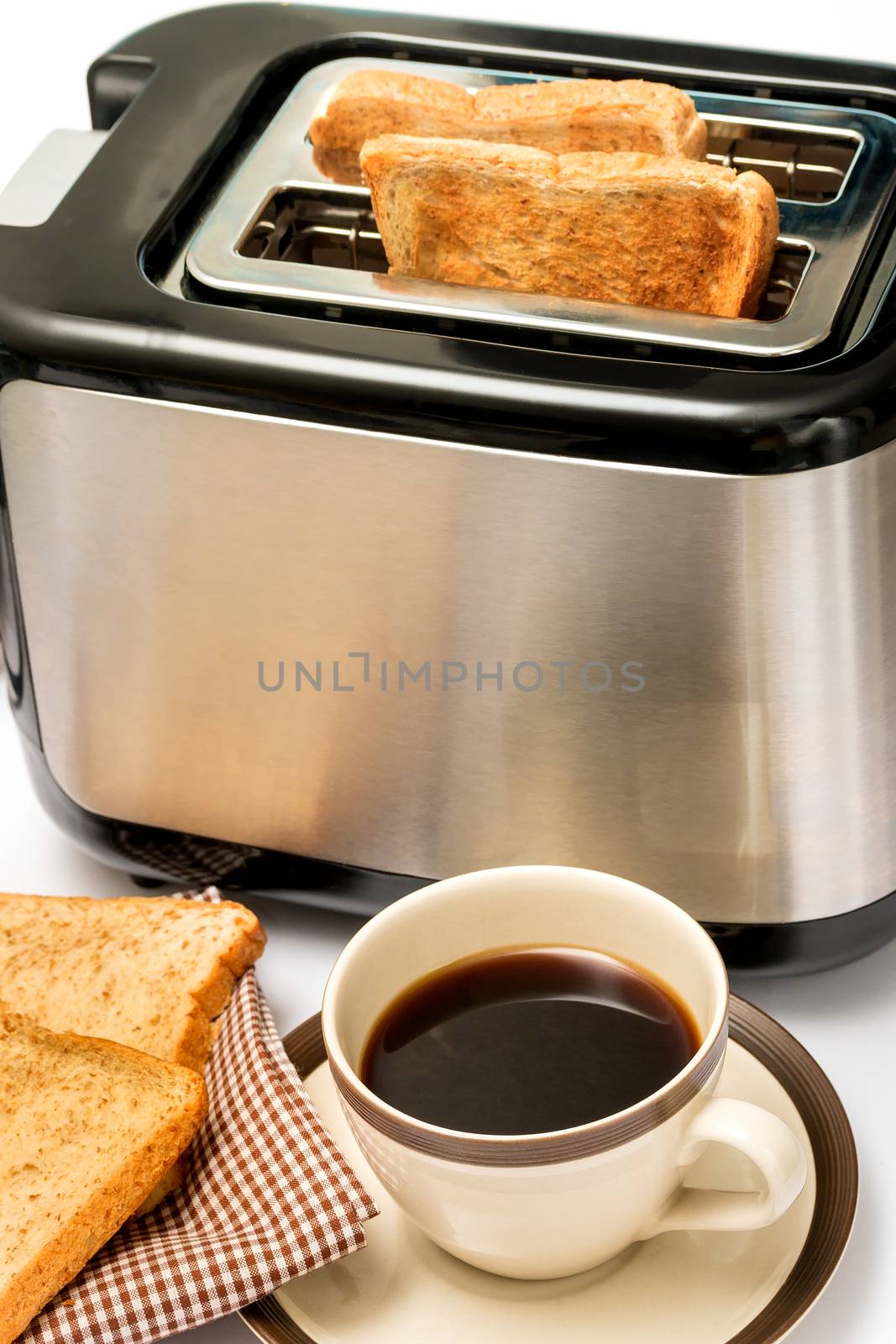 Coffee And Toast Indicates Morning Meal And Black  by stuartmiles