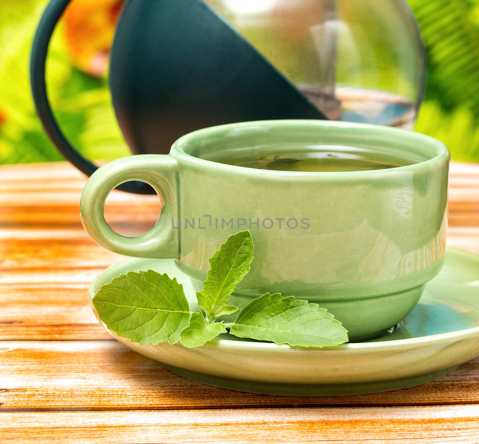 Tea With Mint Means Herbs Refreshed And Refresh  by stuartmiles