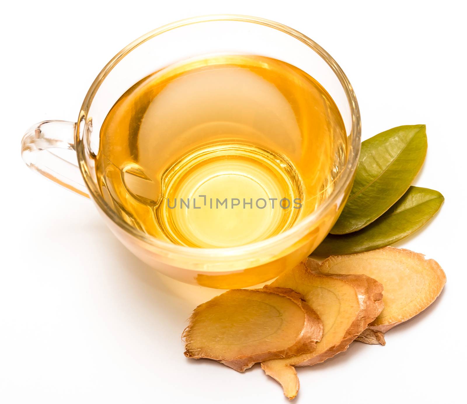 Healthy Ginger Tea Representing Refresh Teacups And Drinks