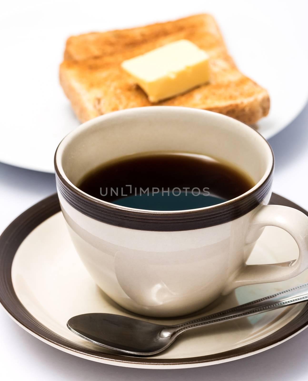 Coffee And Toast Indicating Toasted Bread And Breaks