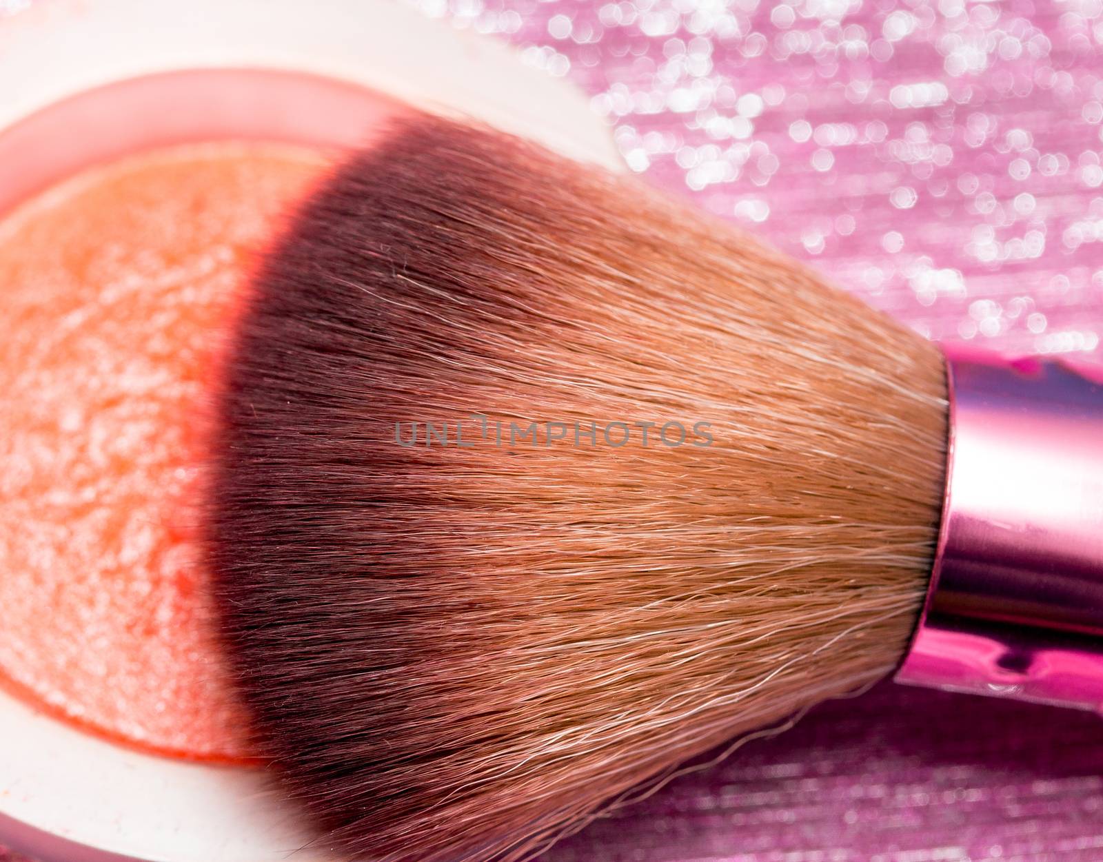 Makeup Brush Showing Beauty Products And Facial