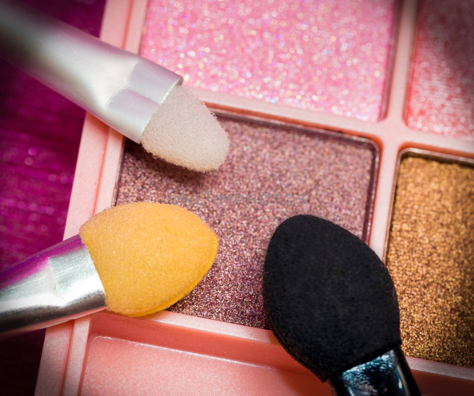 Eye Shadow Brushes Indicating Beauty Products And Applicator