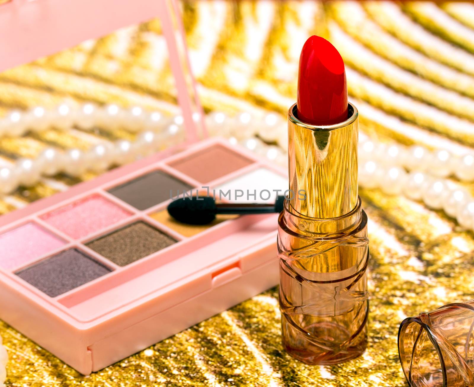 Makeup Red Lipstick Showing Beauty Products And Lipsticks