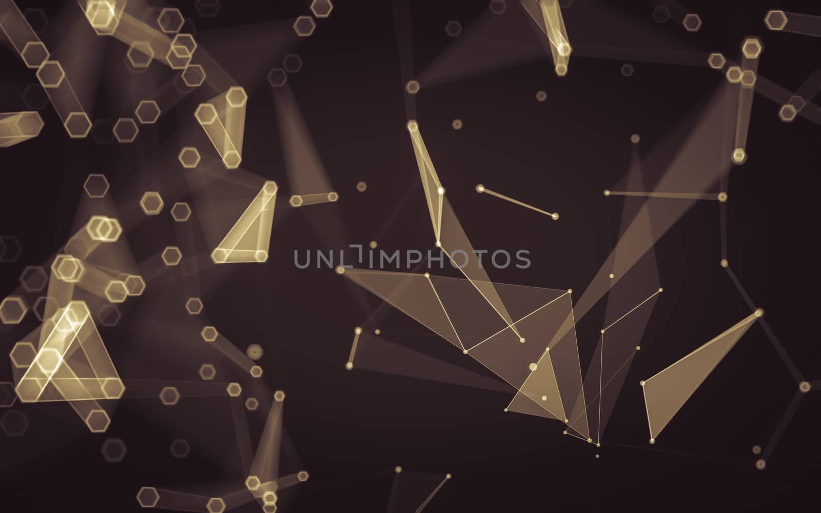 Abstract polygonal space low poly dark background with connecting dots and lines. Connection structure. 3d rendering