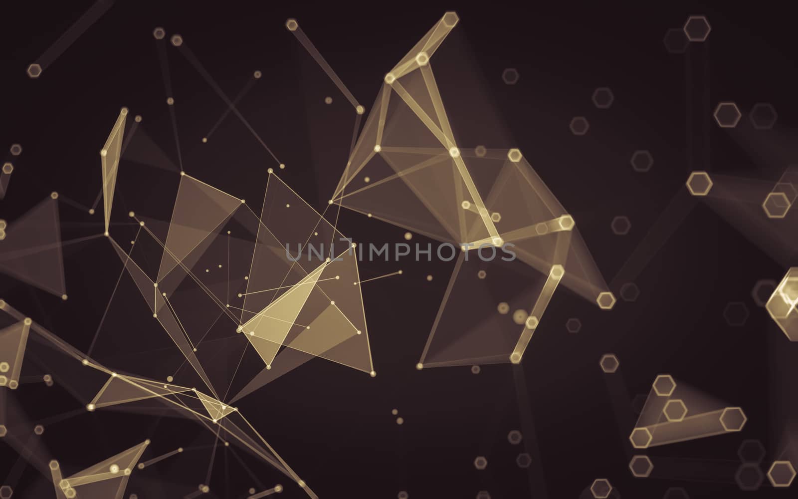 Abstract polygonal space low poly dark background with connecting dots and lines. Connection structure. 3d rendering