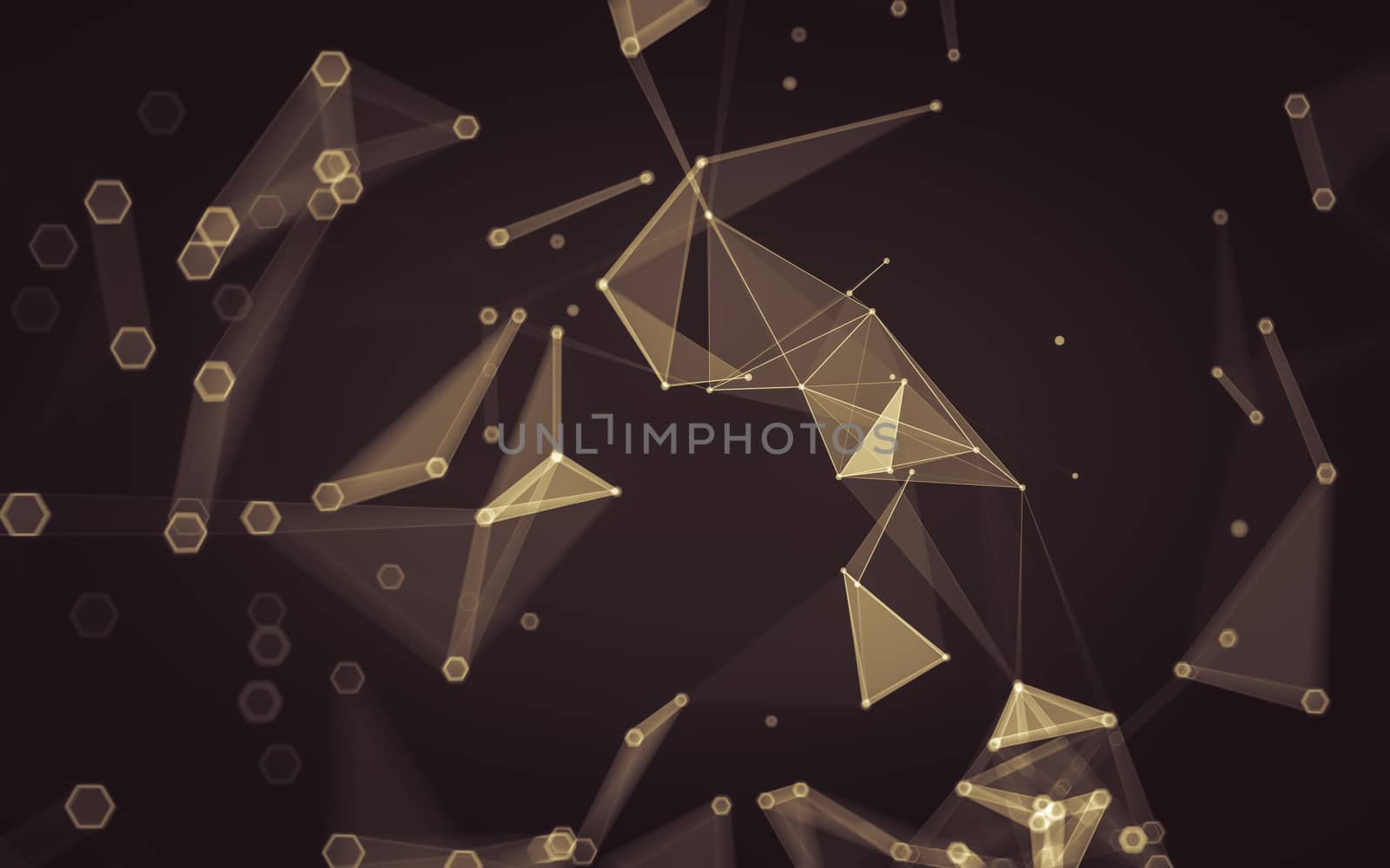 Abstract polygonal space low poly dark background with connecting dots and lines. Connection structure. 3d rendering