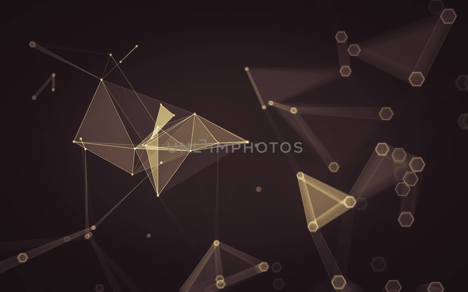 Abstract polygonal space low poly dark background with connecting dots and lines. Connection structure. 3d rendering