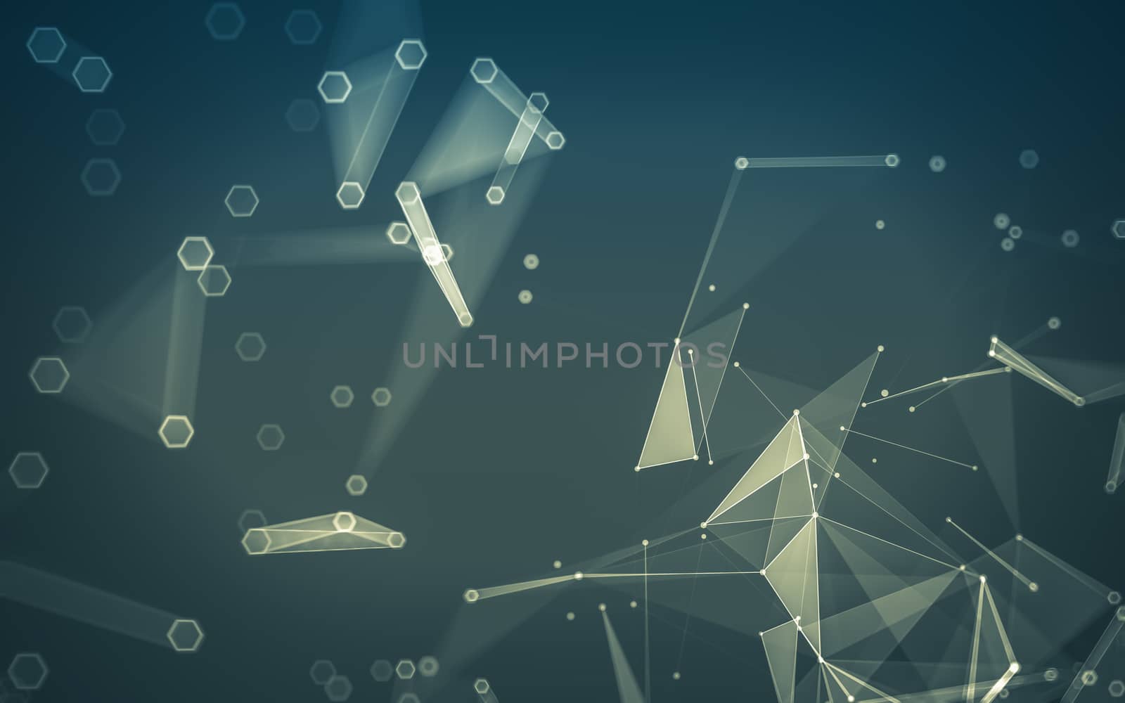 Abstract polygonal space low poly dark background with connecting dots and lines. Connection structure. 3d rendering