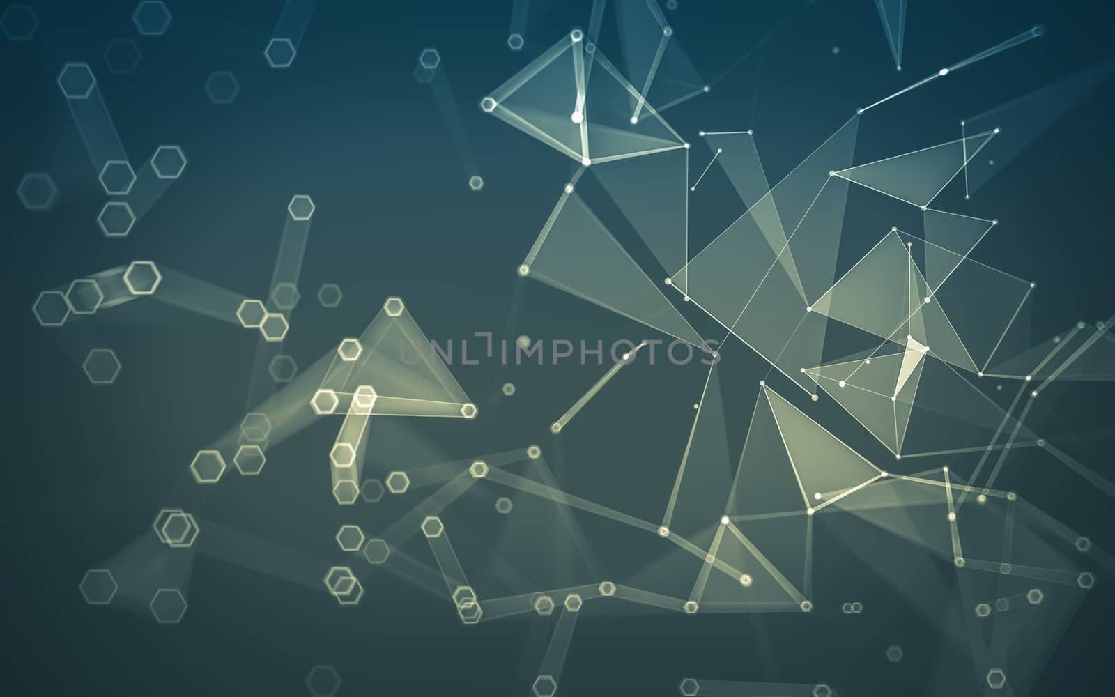 Abstract polygonal space low poly dark background with connecting dots and lines. Connection structure. 3d rendering