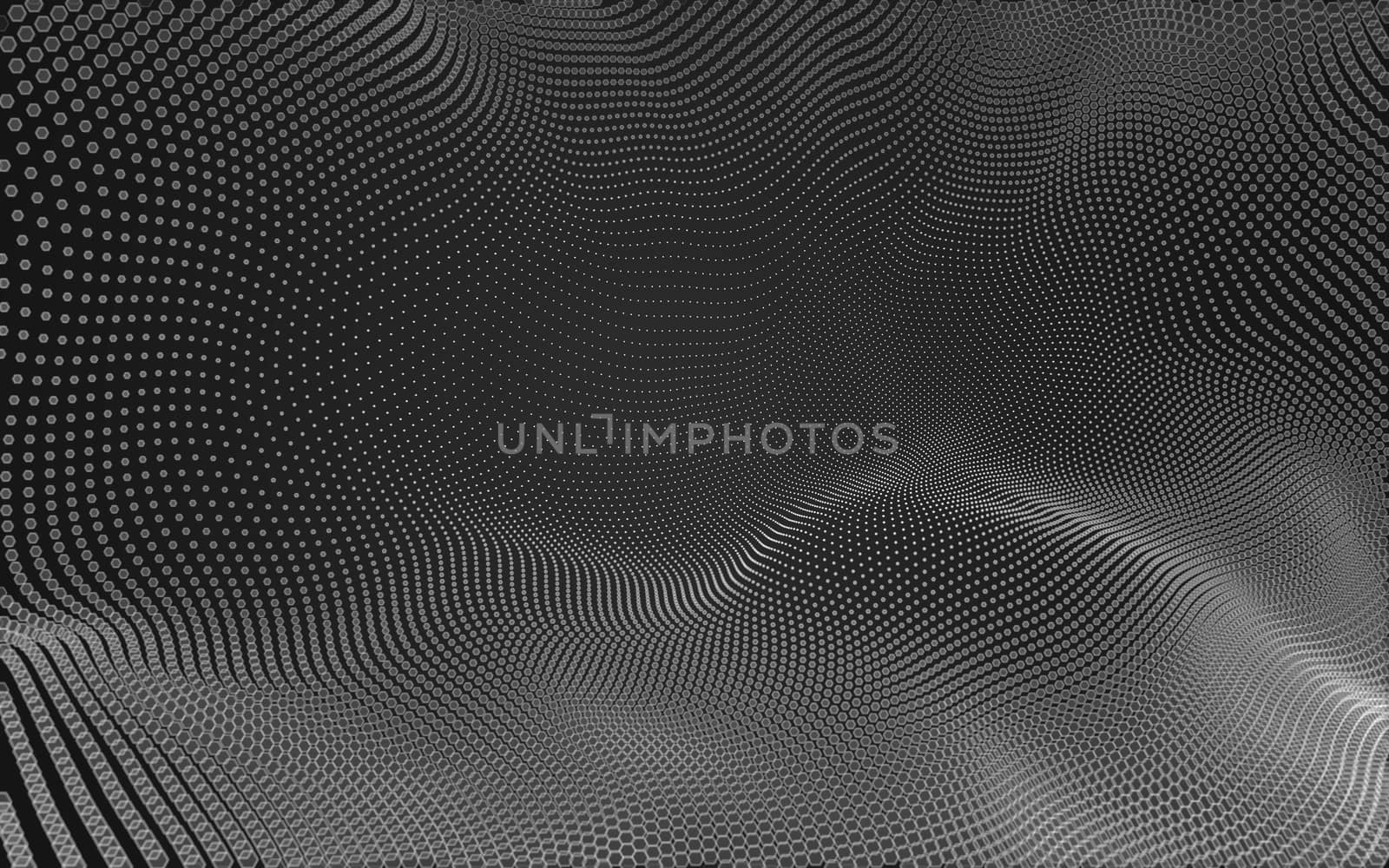 Abstract polygonal space low poly dark background with connecting dots and lines. Connection structure. 3d rendering