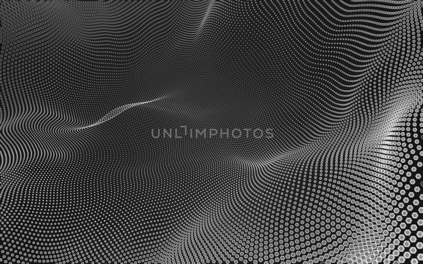 Abstract polygonal space low poly dark background with connecting dots and lines. Connection structure. 3d rendering