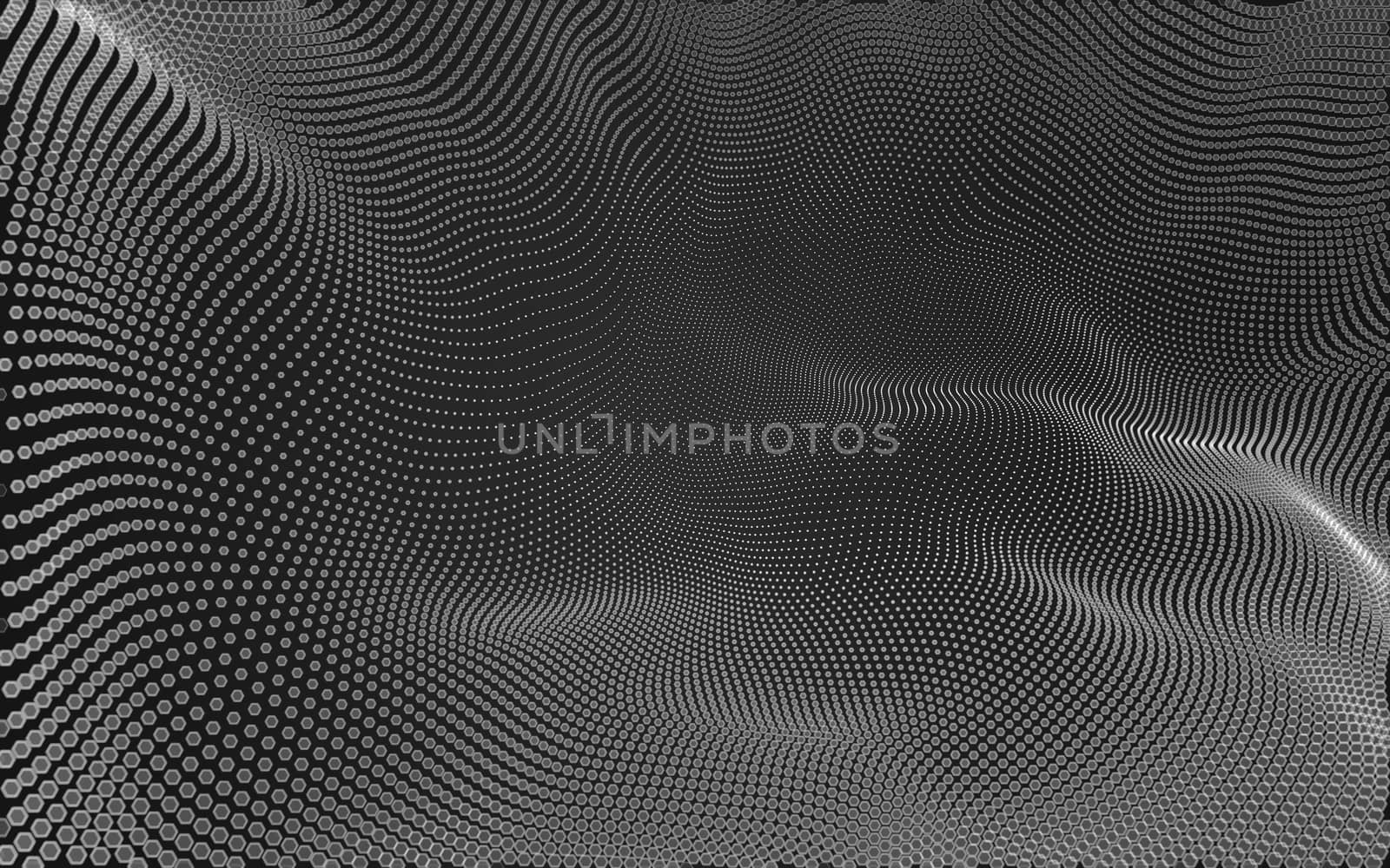 Abstract polygonal space low poly dark background with connecting dots and lines. Connection structure. 3d rendering