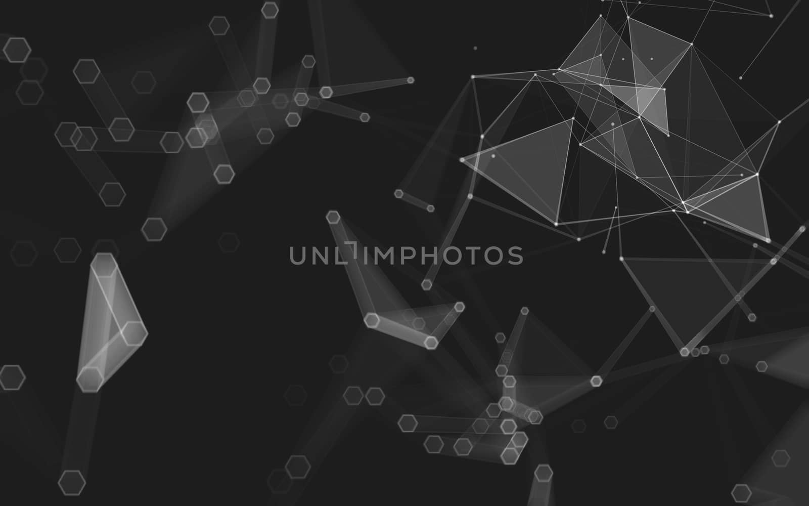 Abstract polygonal space low poly dark background with connecting dots and lines. Connection structure. 3d rendering