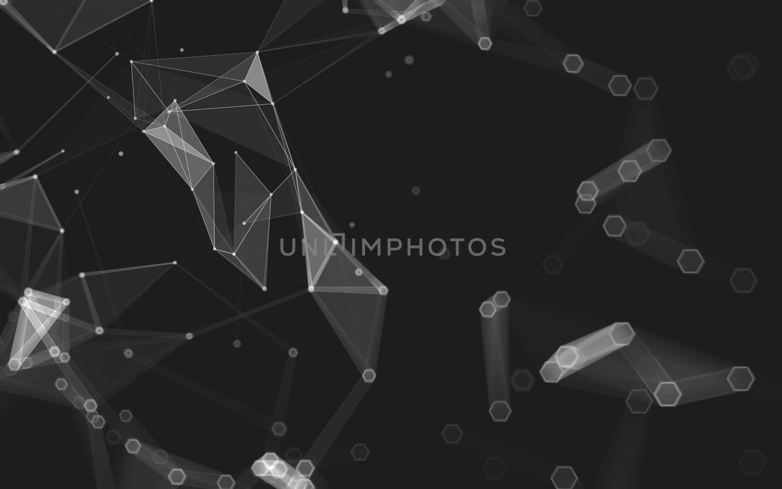 Abstract polygonal space low poly dark background with connecting dots and lines. Connection structure. 3d rendering