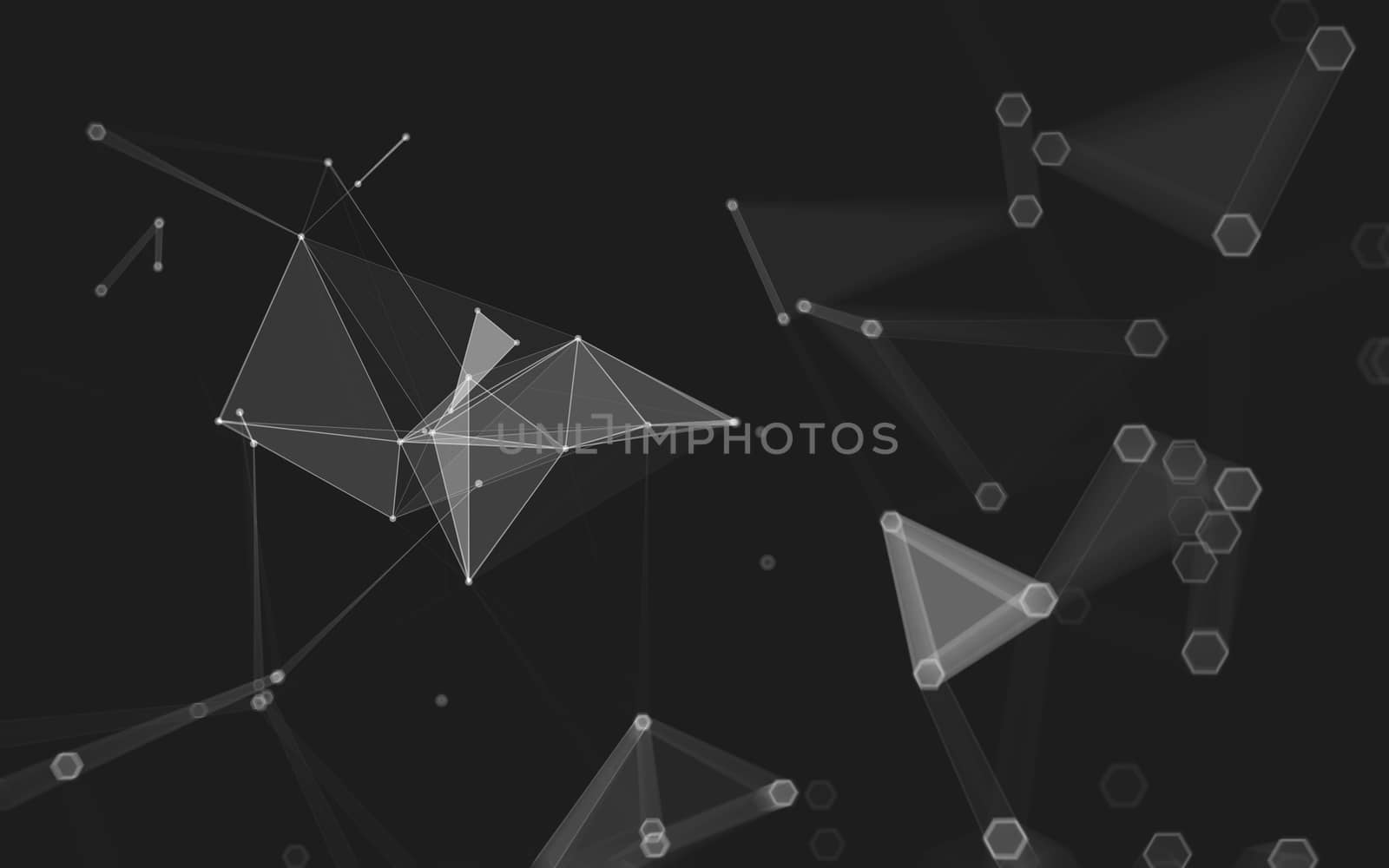 Abstract polygonal space low poly dark background with connecting dots and lines. Connection structure. 3d rendering