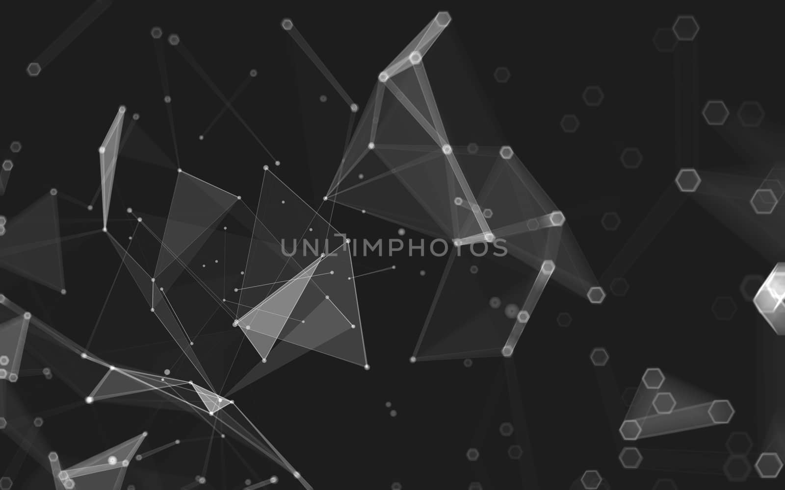 Abstract polygonal space low poly dark background with connecting dots and lines. Connection structure. 3d rendering