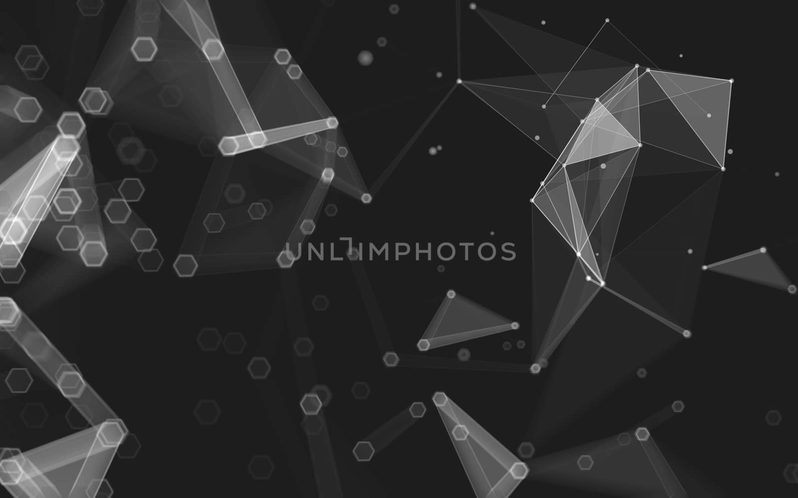 Abstract polygonal space low poly dark background with connecting dots and lines. Connection structure. 3d rendering