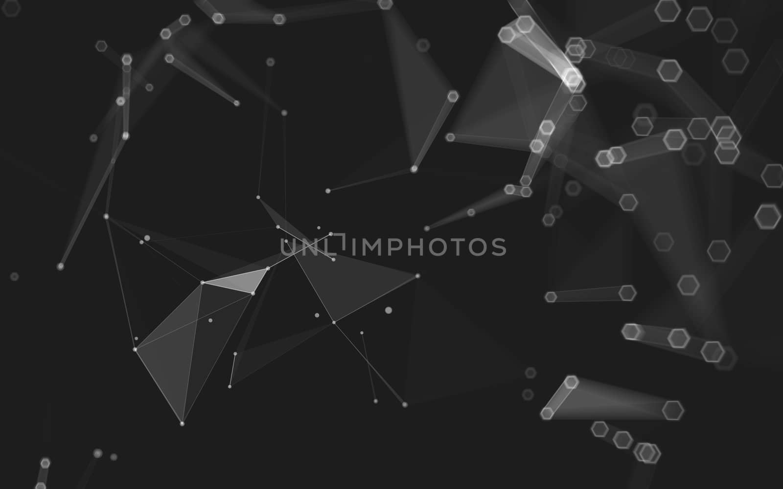 Abstract polygonal space low poly dark background with connecting dots and lines. Connection structure. 3d rendering