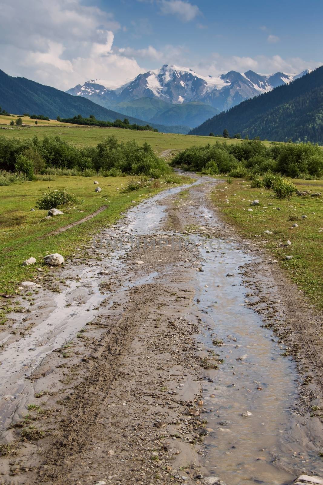 Road in valley after rai by firewings