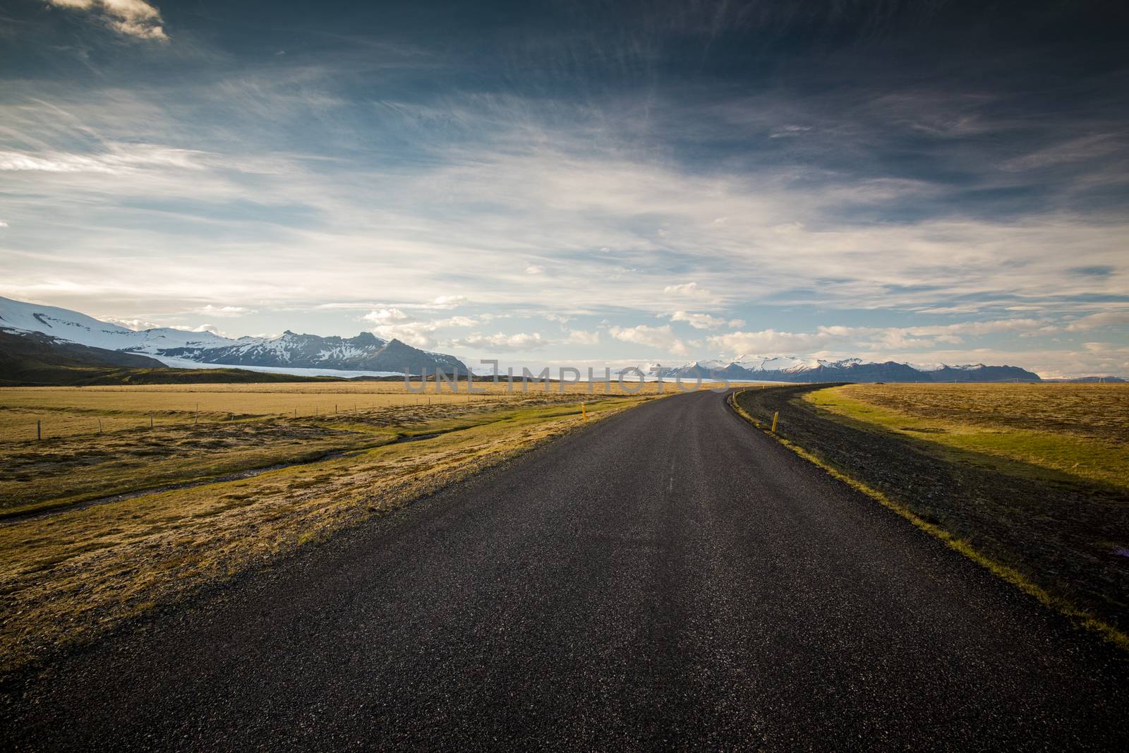 Beautiful road in the incredible landscapes of Iceland