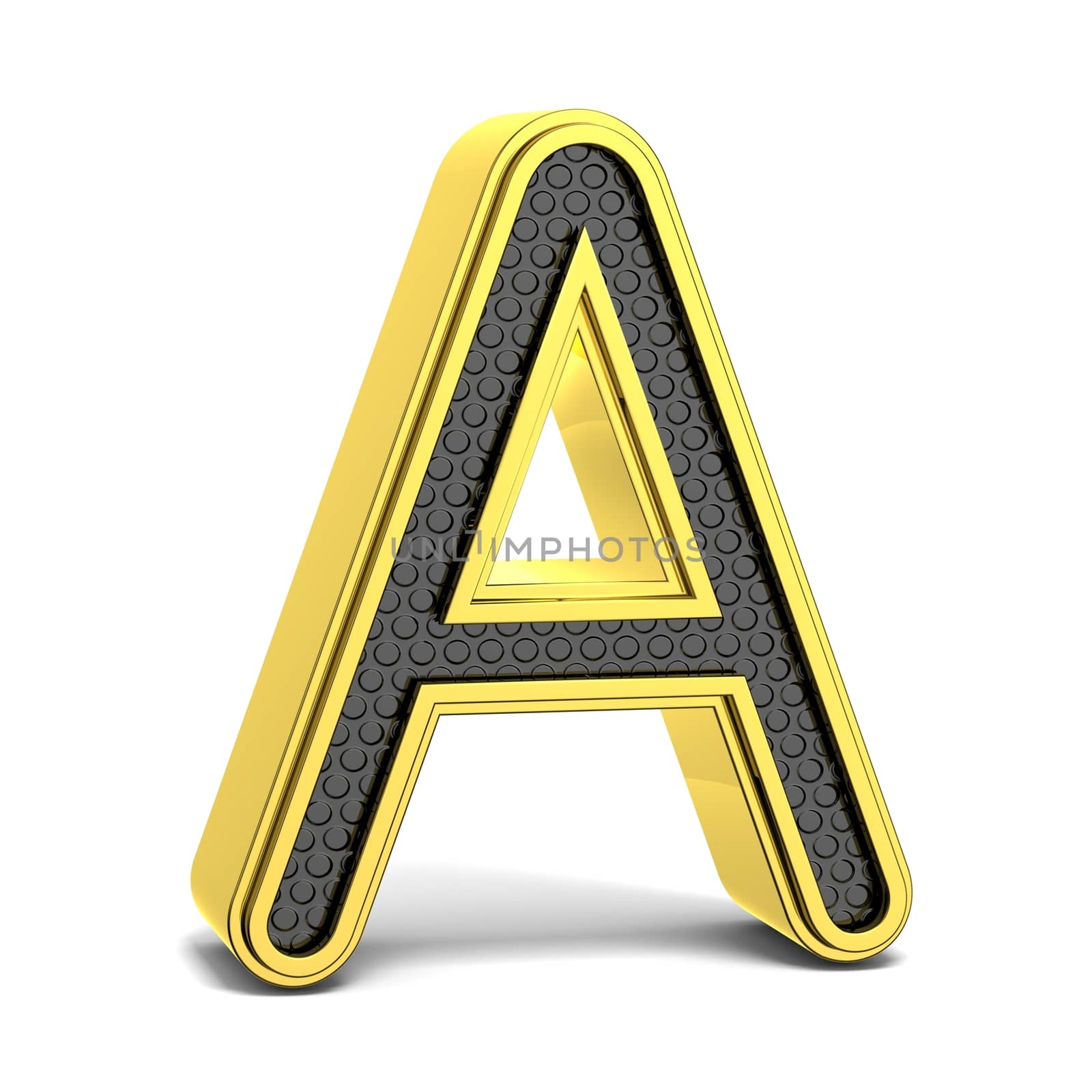 Golden and black round alphabet. Letter A. 3D by djmilic