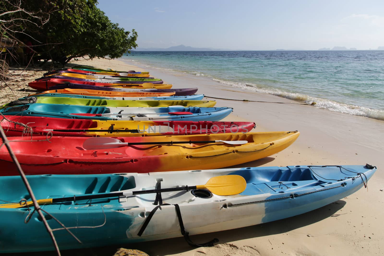 Kayaks on the beach and Andaman Sea of Trang - Thailand