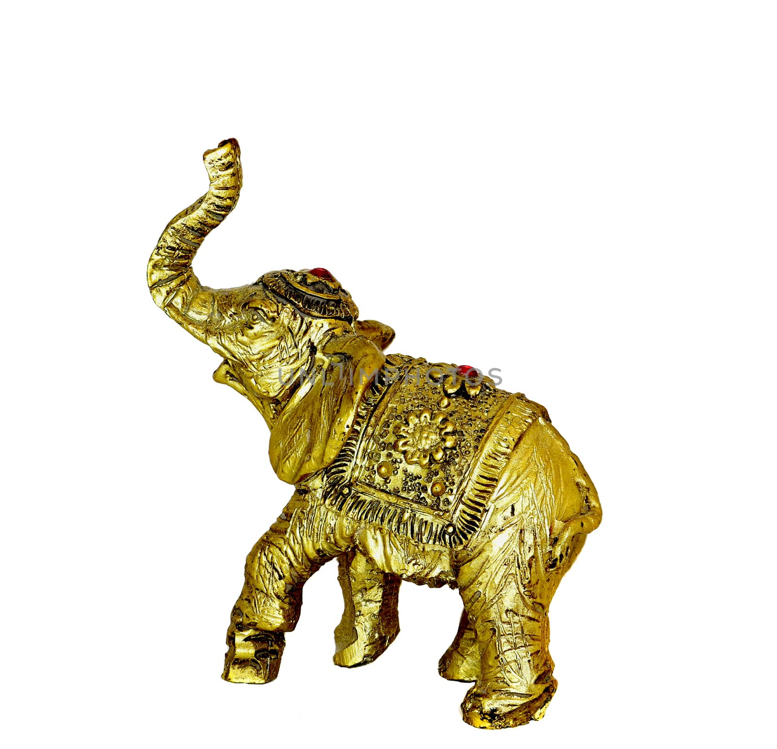 Elephant Gold Figure on a white background