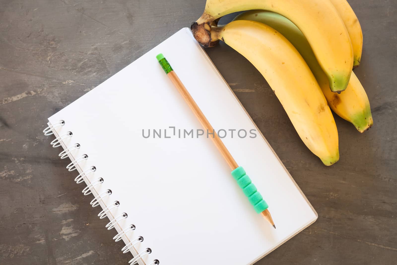 Shopping list with Healthy fruits, stock photo