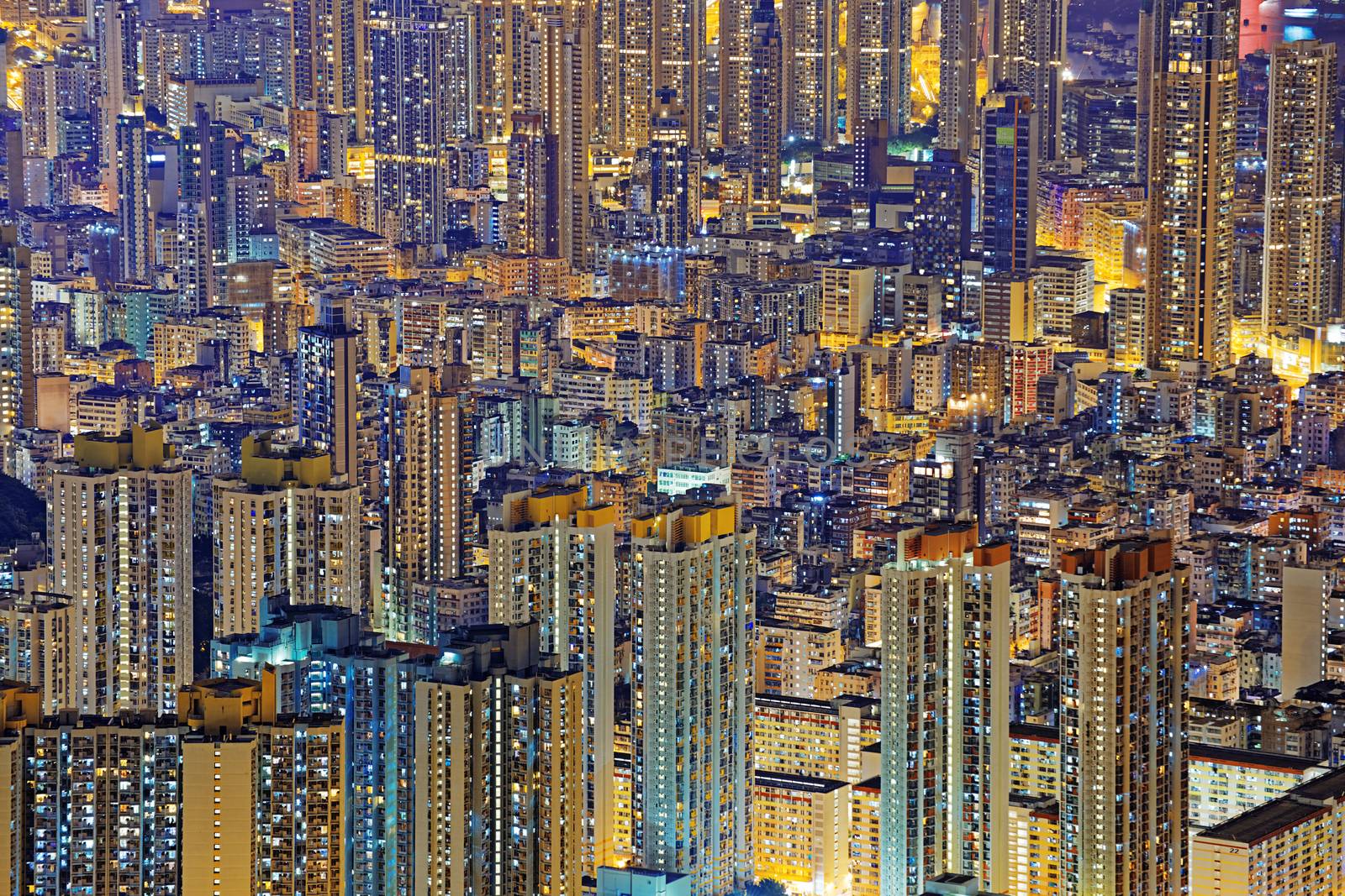 Hong Kong Public living housing apartment at night