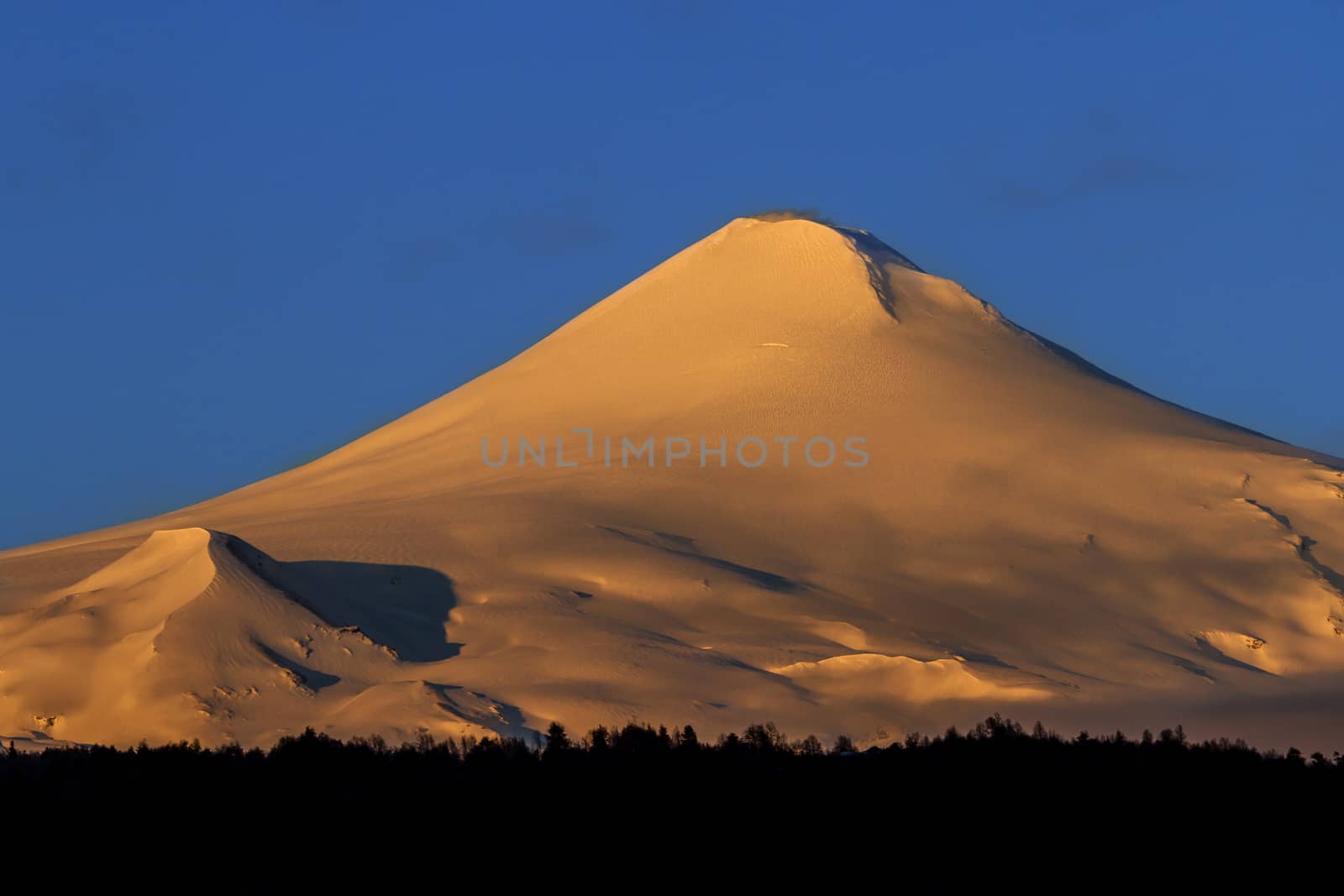 Sunset in the mountains, volcano in Chile