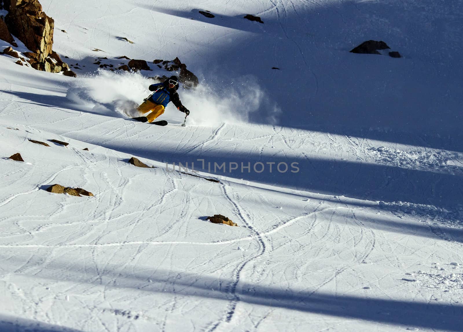 Male freerider in mountains of New Zealand