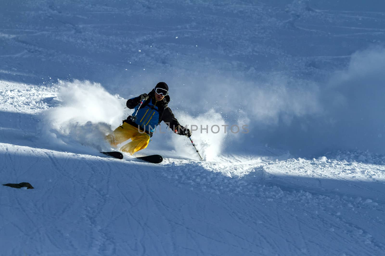 Male freerider in mountains of New Zealand