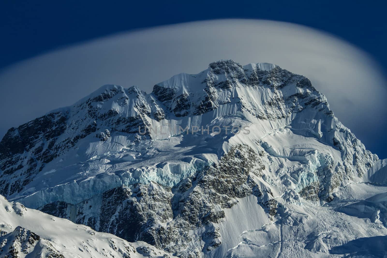 The summit of Mount Cook, the highest peak in New Zealand