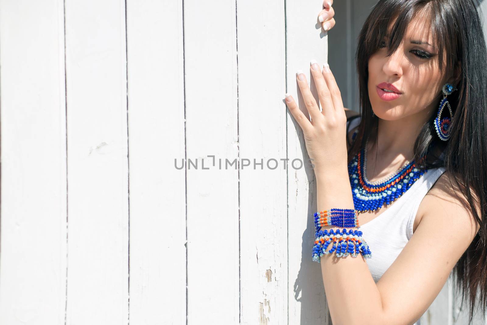 Fashion model glamour style accessory portrait summer mood