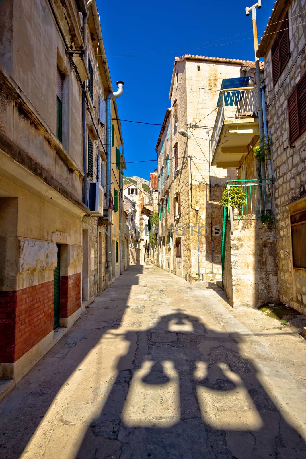 Old narrow stone street of Vis view, Dalmatia, Croatia