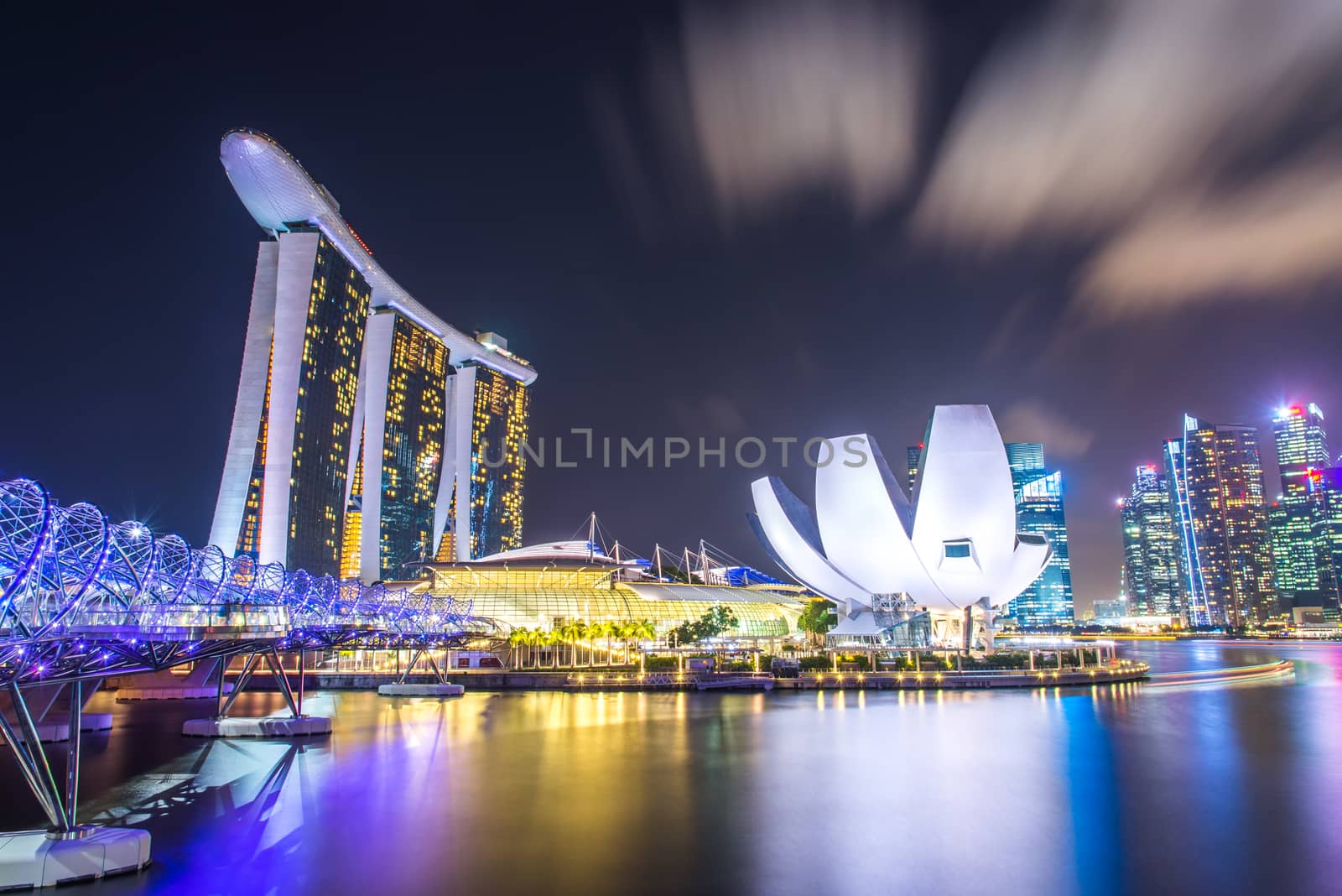 Singapore Skyline and view of Marina Bay.