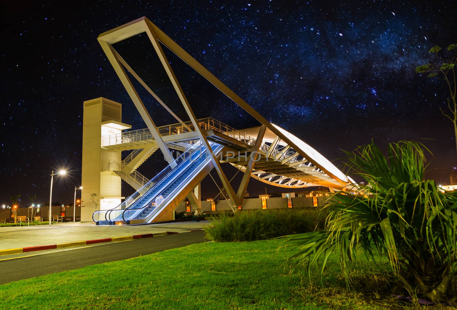 modern architecture, the bridge on a background night sky