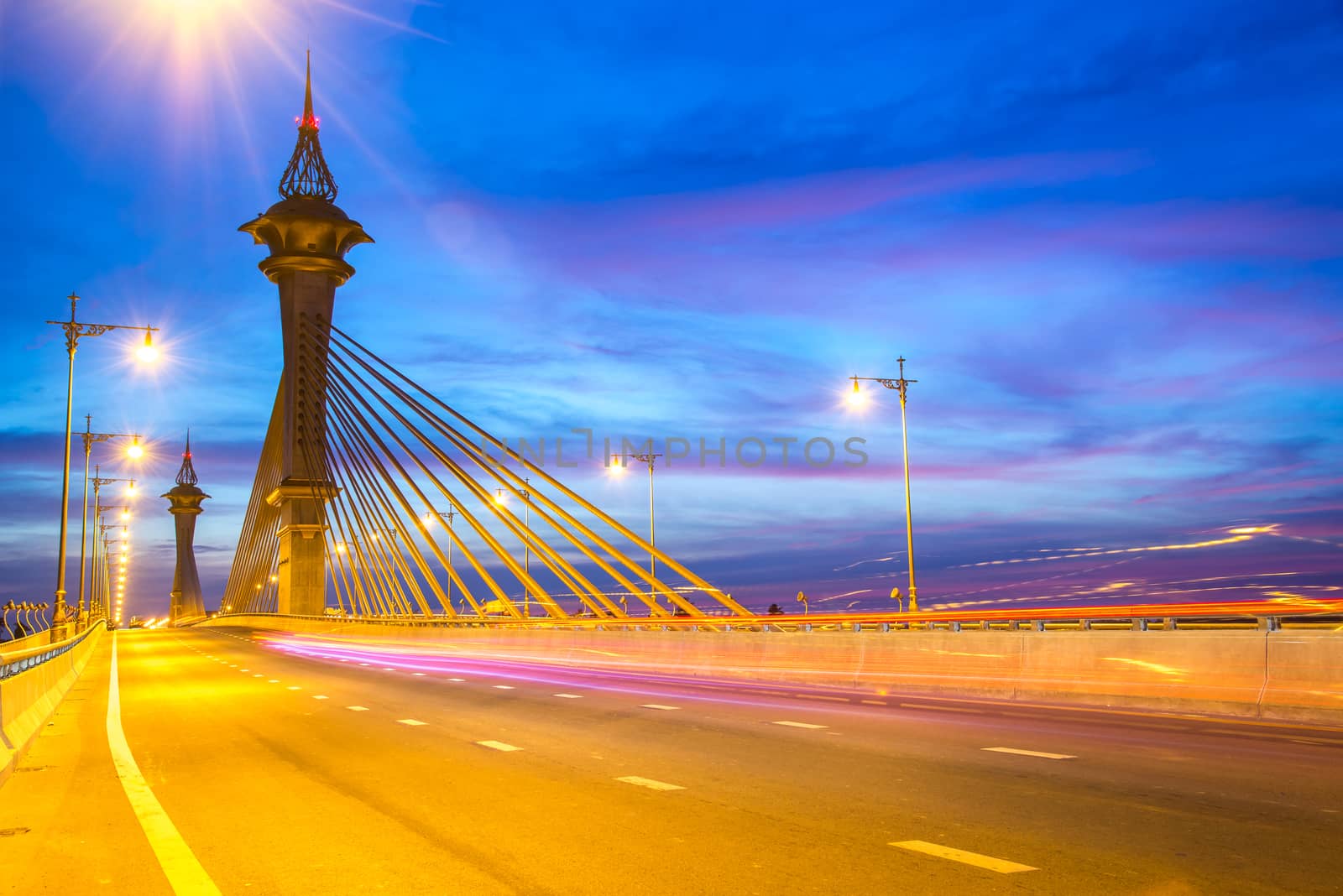 Nonthaburi bridge with a beautiful.