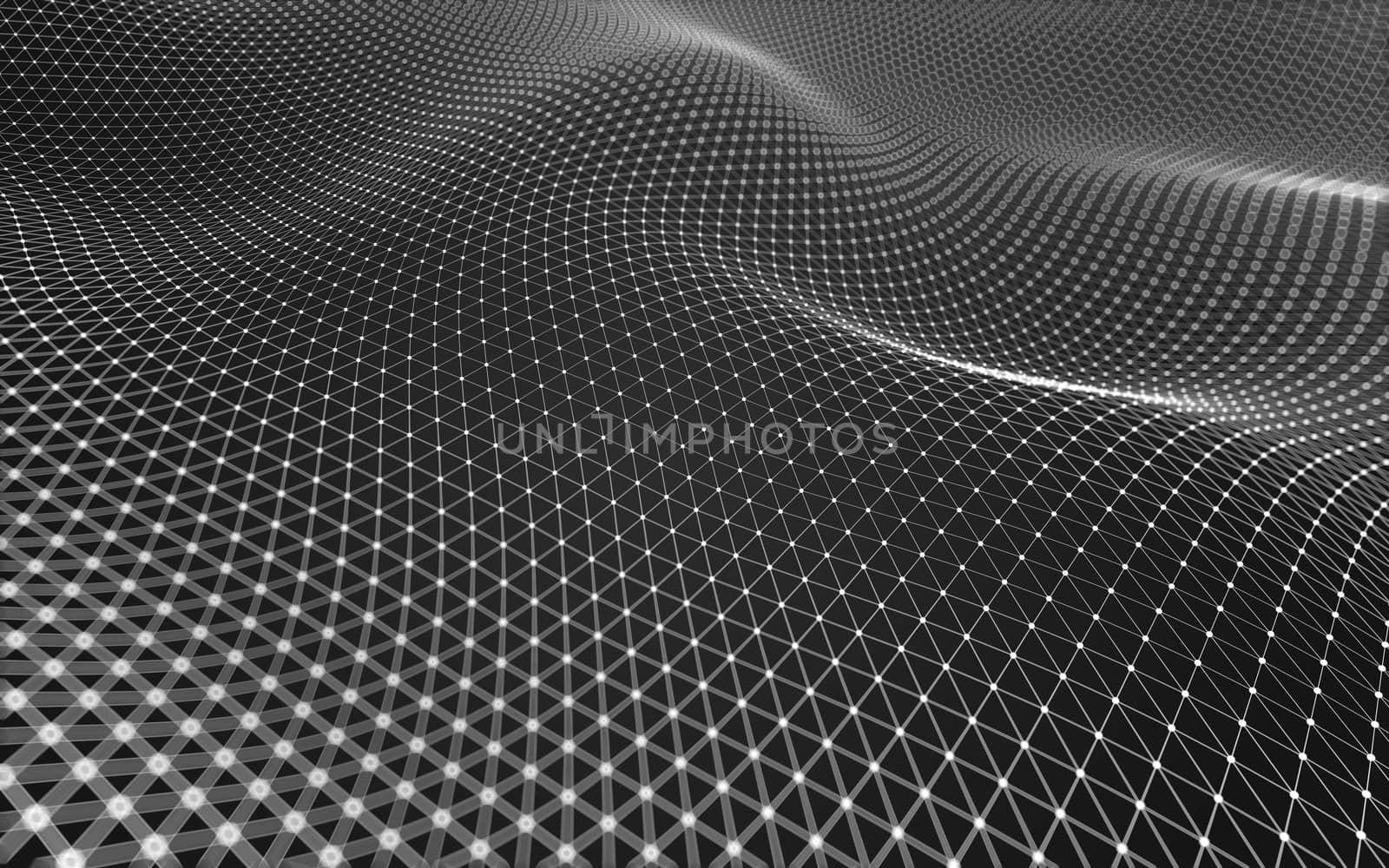 Abstract polygonal space low poly dark background with connecting dots and lines. Connection structure. 3d rendering