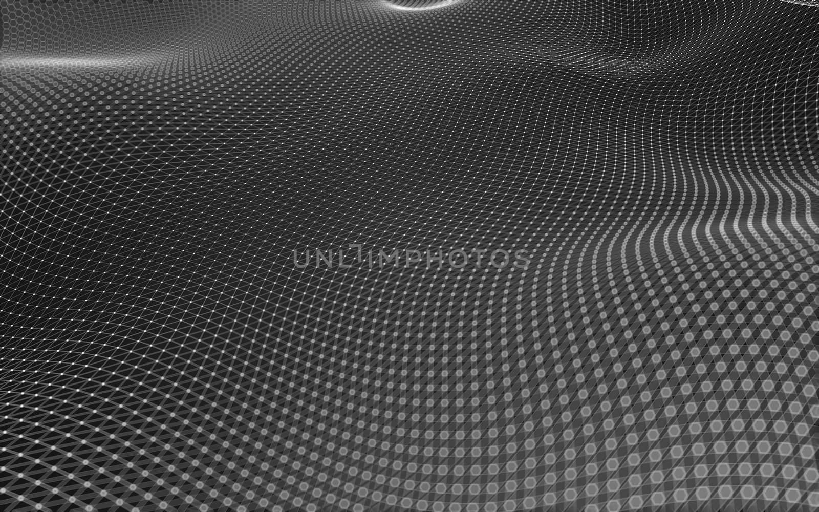 Abstract polygonal space low poly dark background with connecting dots and lines. Connection structure. 3d rendering