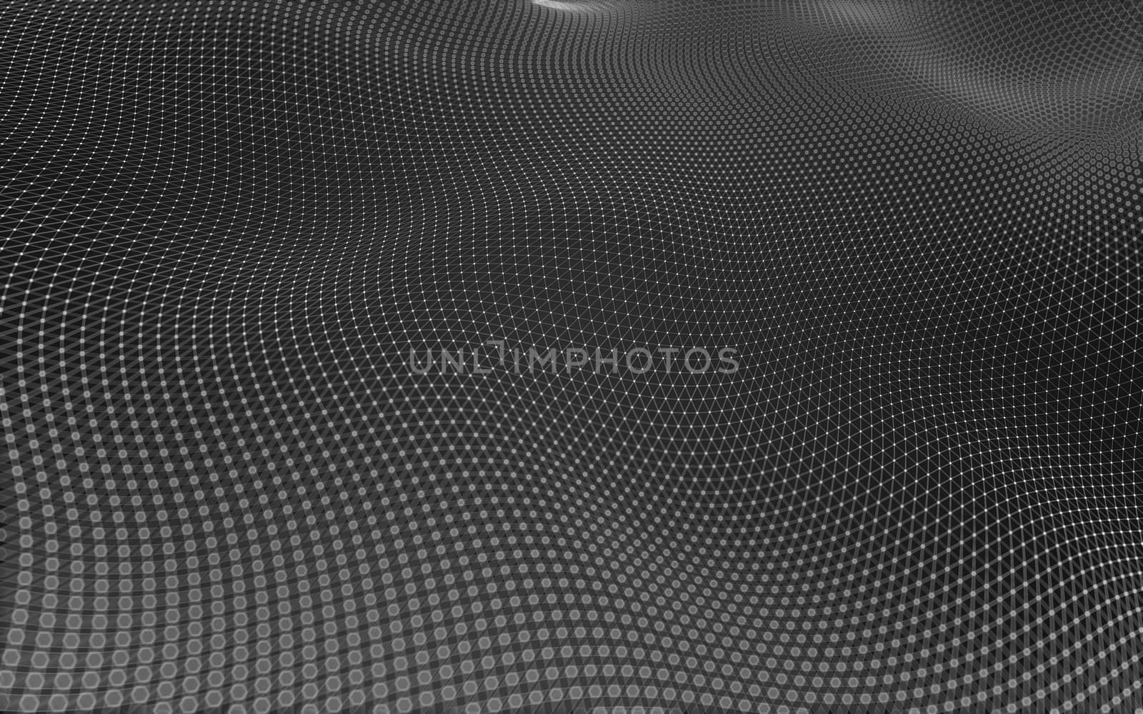 Abstract polygonal space low poly dark background with connecting dots and lines. Connection structure. 3d rendering