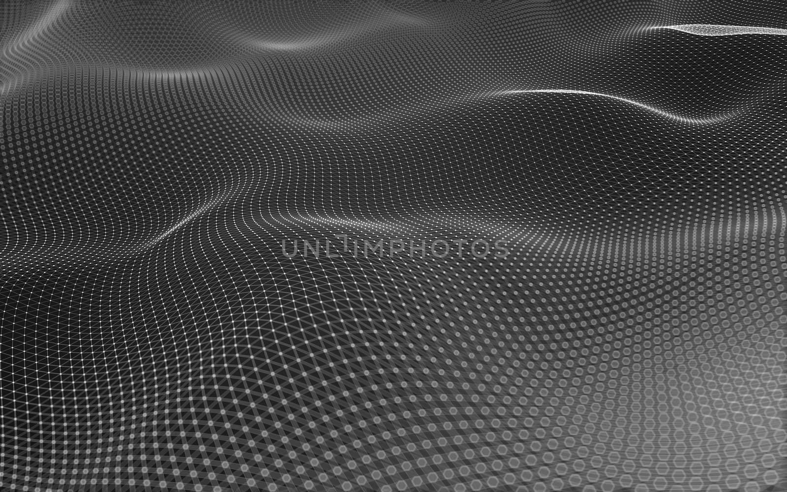 Abstract polygonal space low poly dark background with connecting dots and lines. Connection structure. 3d rendering