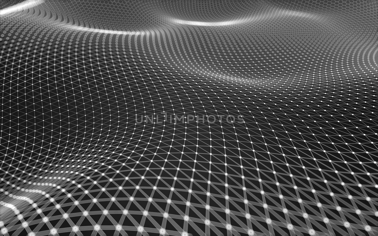 Abstract polygonal space low poly dark background with connecting dots and lines. Connection structure. 3d rendering