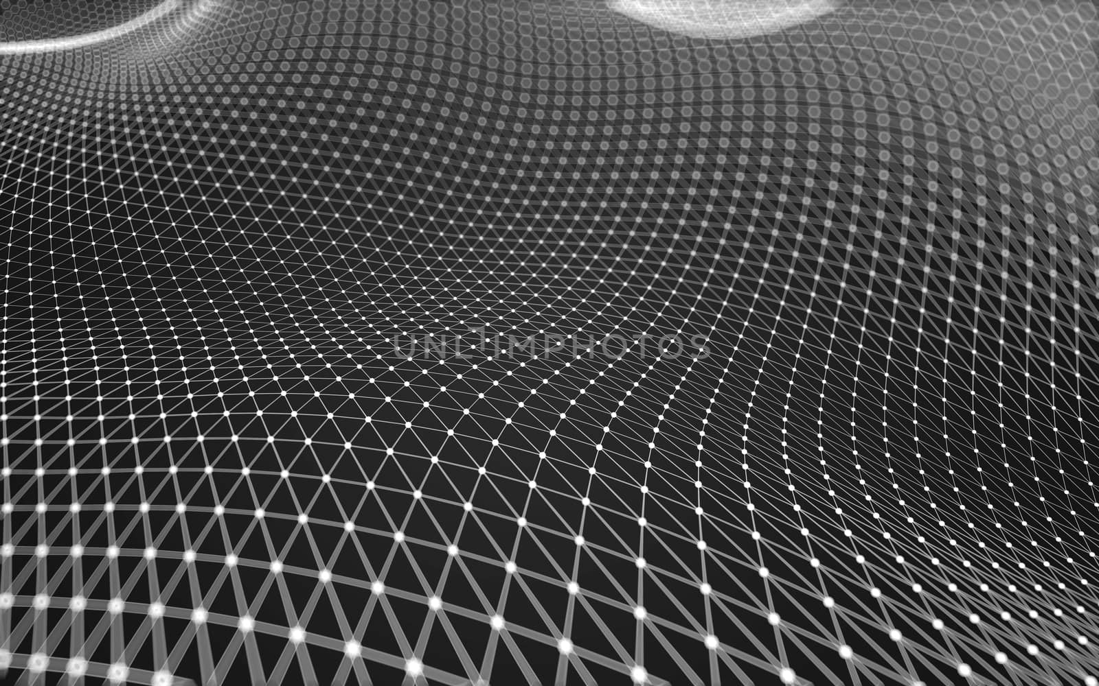 Abstract polygonal space low poly dark background with connecting dots and lines. Connection structure. 3d rendering