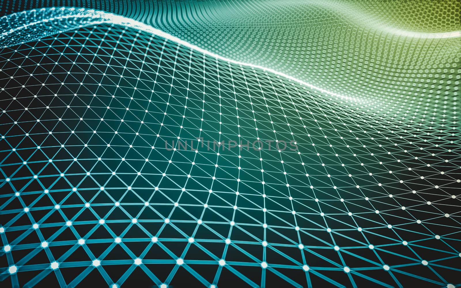 Abstract polygonal space low poly dark background with connecting dots and lines. Connection structure. 3d rendering